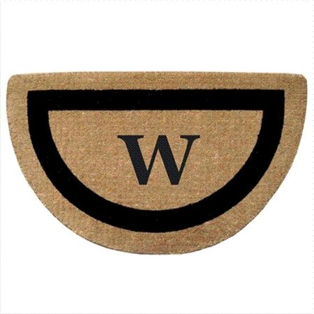 PERFECTPILLOWS 02053W Single Picture - Black Frame 22 x 36 In. Half Round Heavy Duty Coir Doormat - Monogrammed W PE932805